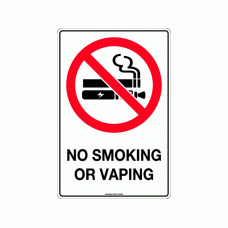 NO SMOKING OR VAPING PROHIBITION SIGN